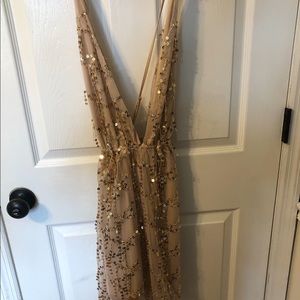 NWT XL Nude Sequins low cut and low back party romper! Flattering!!!